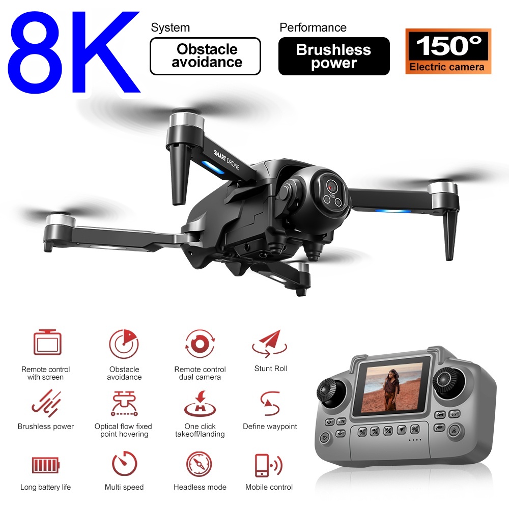 Rc Helicopter Large - Dron sin Escobillas 8K con HD